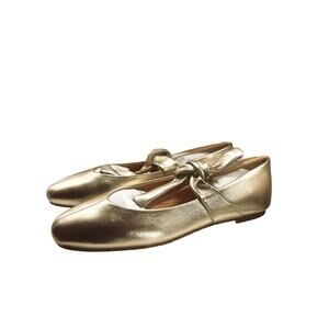 Badgley Mischka Taylore Gold Mary Jane Ballet Flats GLDMET JW5213 Sz 8